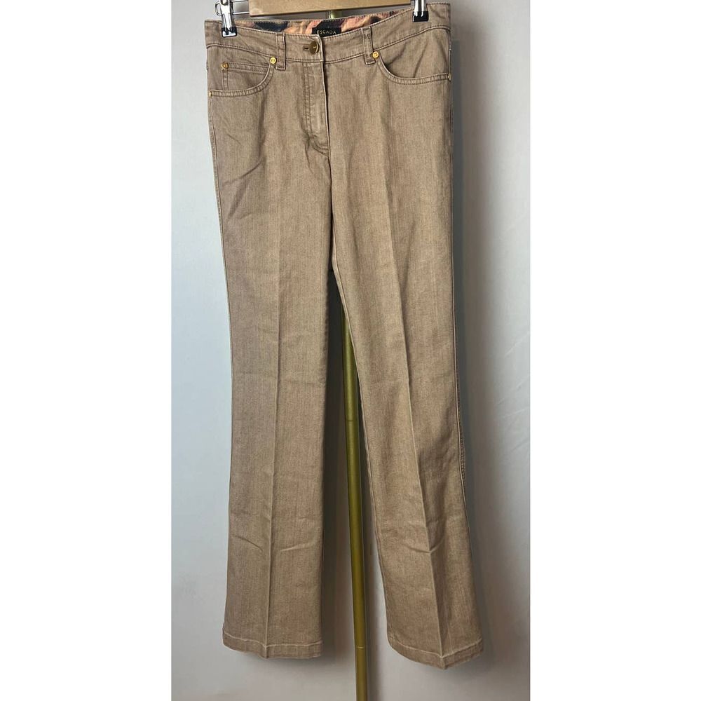 Escada Metallic Tobacco Brown Glitter Side Stripes Jeans Sz. 34 (US XS)